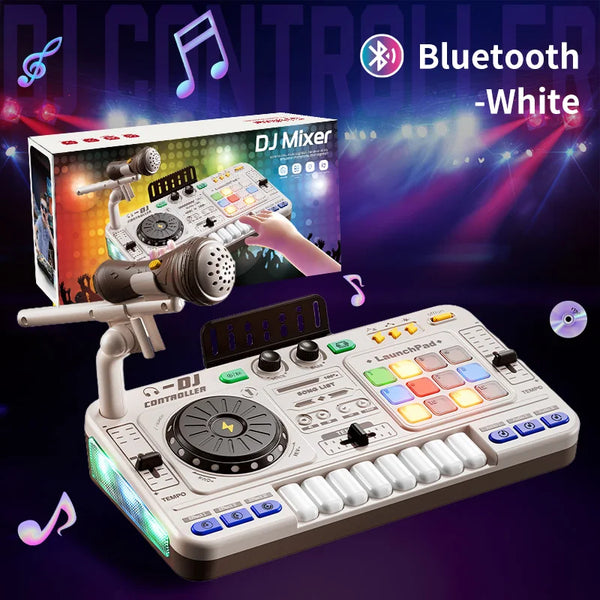 Kids DJ Mixer Controller Toy with Microphone Electronic Music Play Set