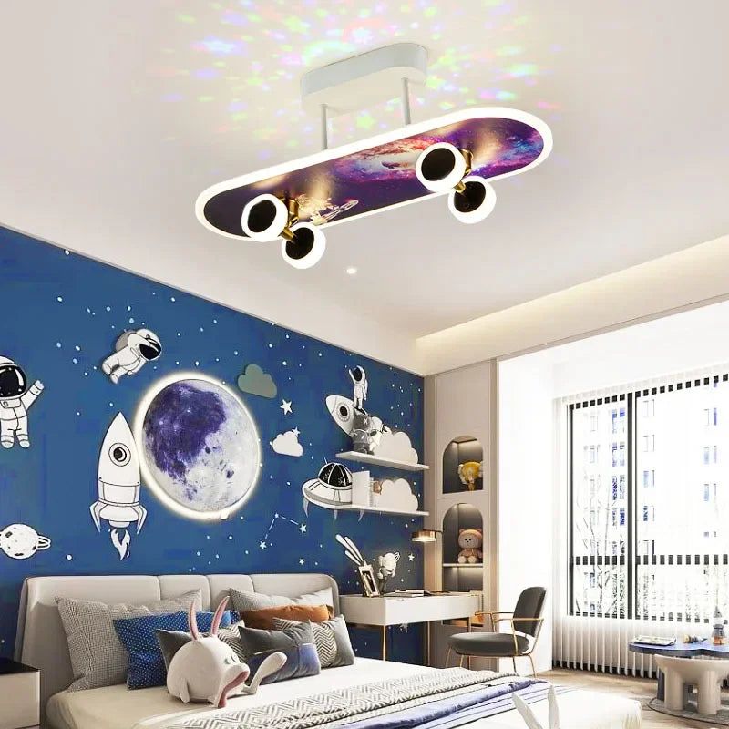 Creative Skateboard Ceiling Lights Nordic New Designer Children's Room Lamps Modern Boy Girl Living Room Cartoon Decor Lighting