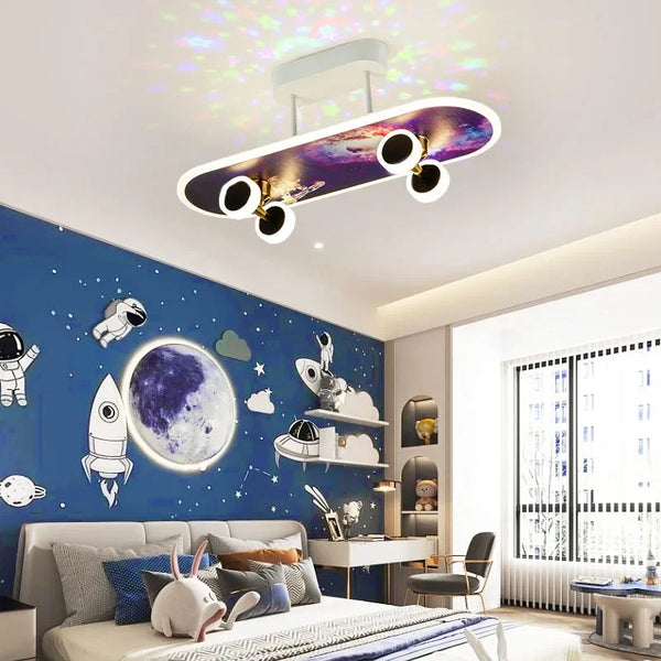 Creative Skateboard Ceiling Lights Nordic New Designer Children's Room Lamps Modern Boy Girl Living Room Cartoon Decor Lighting