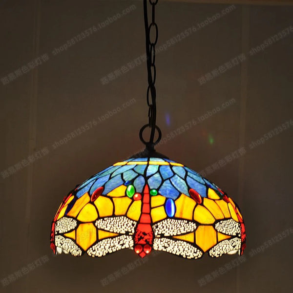12-inch American-style Embankment Flower Chandelier Tiffany Style Milk Tea Shop Coffee Restaurant Glass Lighting E27 230V 220V