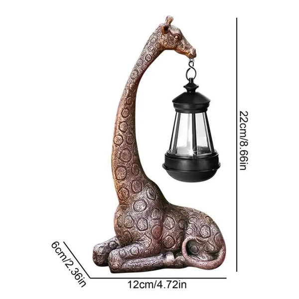 Cute Giraffe Solar Light Garden Statue Animal Figurine Lantern Giraffe Sculpture Animal Resin Statue Backyard Art Craft Ornament