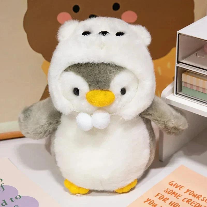 New Cute Penguin Plush Toy Baby Comforting Sleep Doll Fluffy Penguin Wearing Clothes Hats Stuffed Animal Pillow Birthday Gifts
