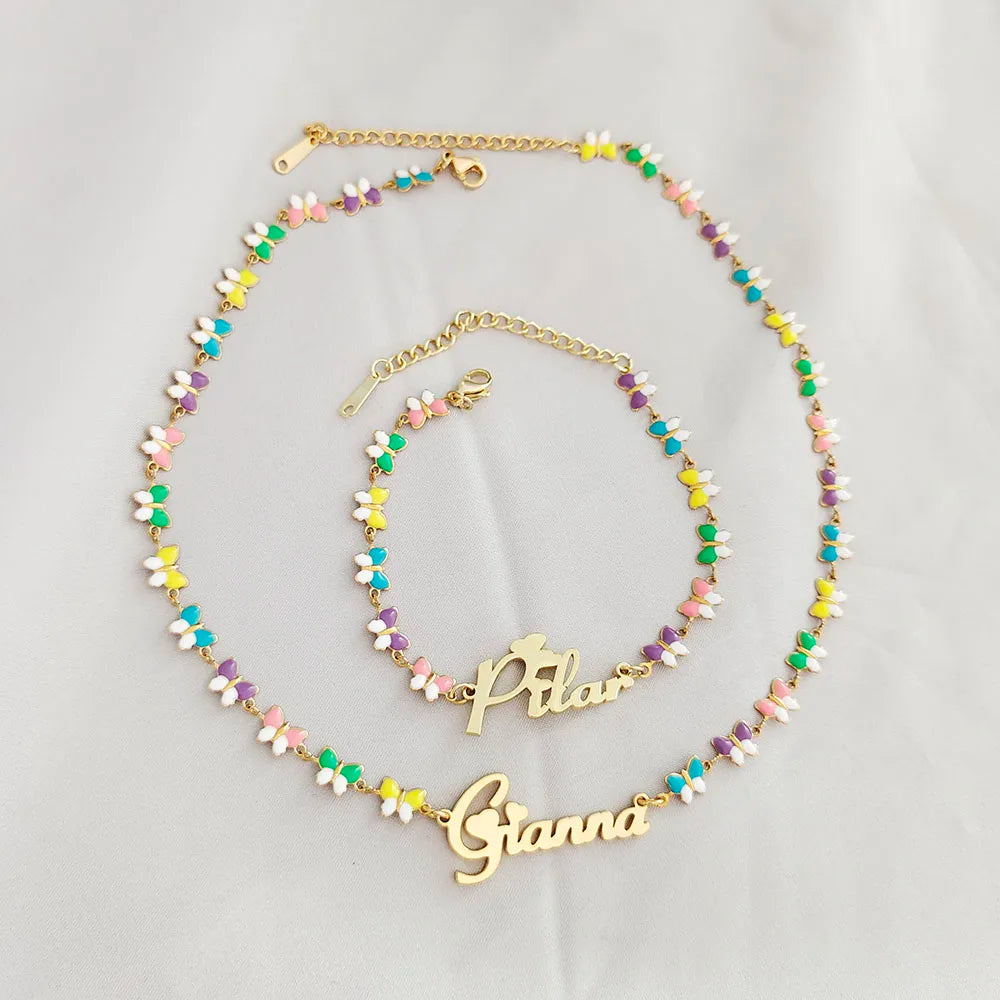 Customized Butterfly Heart Name Necklace - Sexikinis Swim