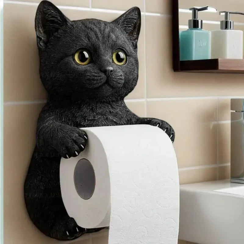 Cat Toilet Paper Holder Cat Toilet Roll Holder Wall Mounted Roll Rack Cute Dispenser for Dorm Home RV Restroom Travel Kitchen DSers Fulfillment