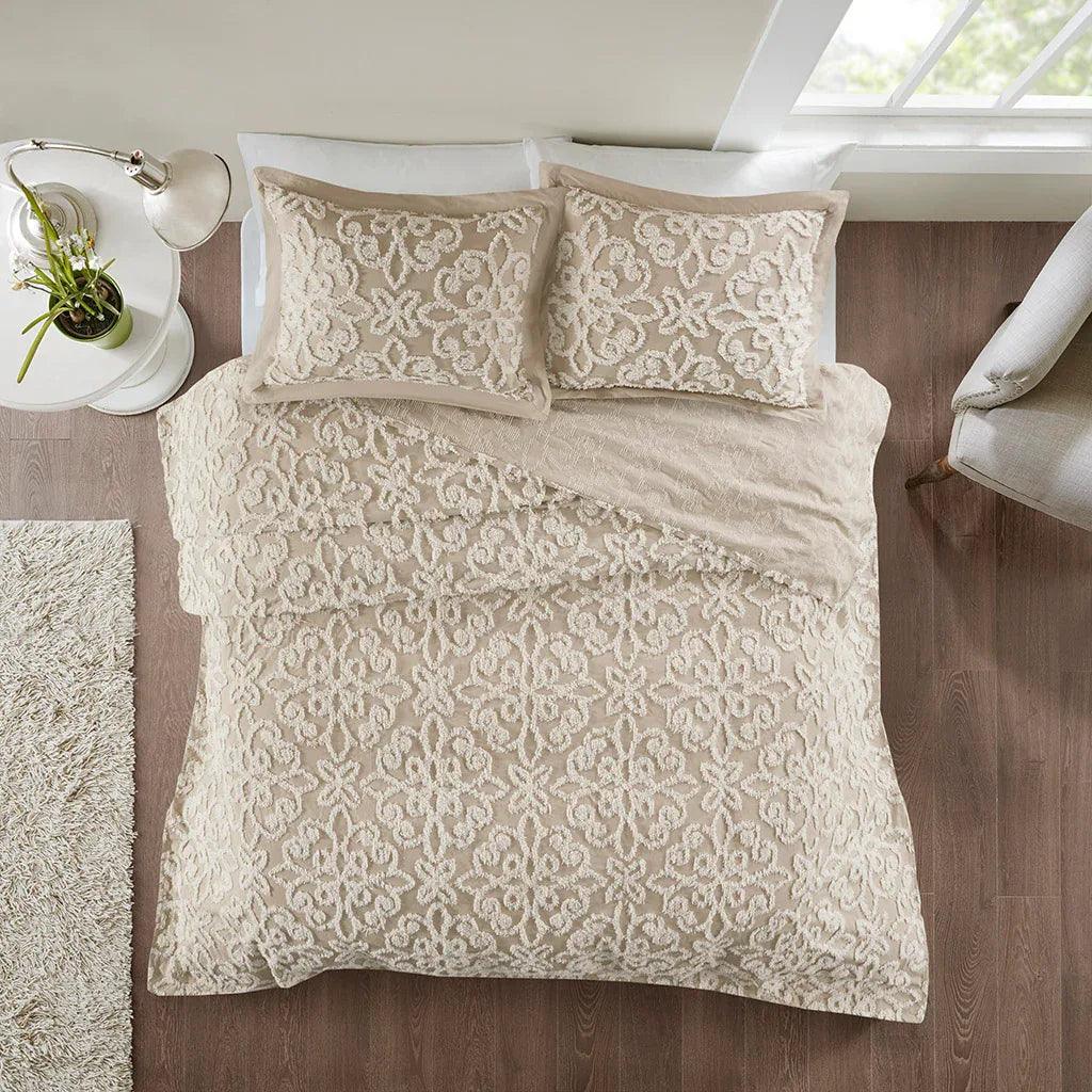 Sabrina 3 Piece Tufted Cotton Chenille Bedspread Set - Taupe - Gifts for You 'n Me