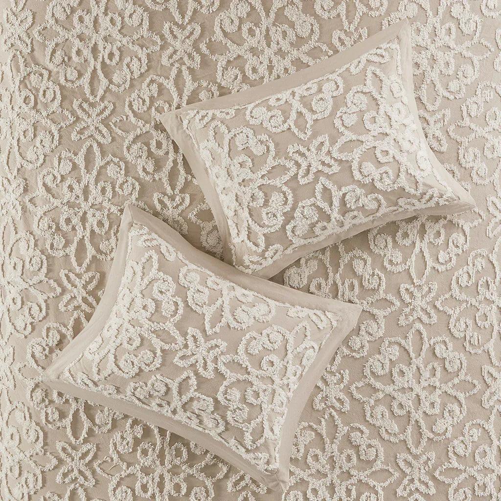 Sabrina 3 Piece Tufted Cotton Chenille Bedspread Set - Taupe - Gifts for You 'n Me