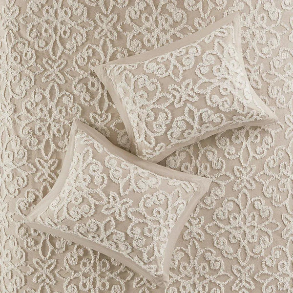 Sabrina 3 Piece Tufted Cotton Chenille Bedspread Set - Taupe - Gifts for You 'n Me