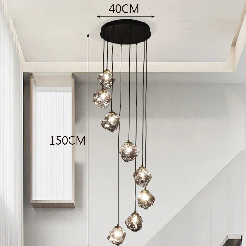 Black Modern LED Chandelier 19-Head Smoky Grey