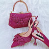 Latest Ladies Bag and Shoes Set EDN106 - Fuchsia / 42
