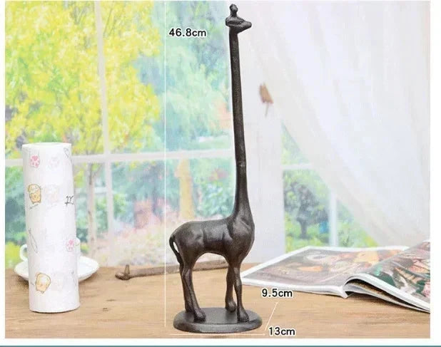 Vertical Giraffe Tissue Holders European Style Creative Cast Iron Handicraft Roll Paper Holder Kitchen Paper Home Storage Rack Gifts for You 'n Me