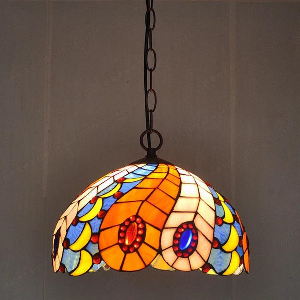 12-inch American-style Embankment Flower Chandelier Tiffany Style Milk Tea Shop Coffee Restaurant Glass Lighting E27 230V 220V