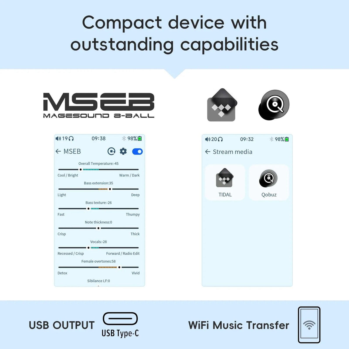 HiBy R1 HiFi Audio Music Player MP3 USB DAC WiFi Bluetooth 5.1 DSD256 PCM384kHz/32bit X1600E CS43131 MSEB Web Radio 3.5mm Output