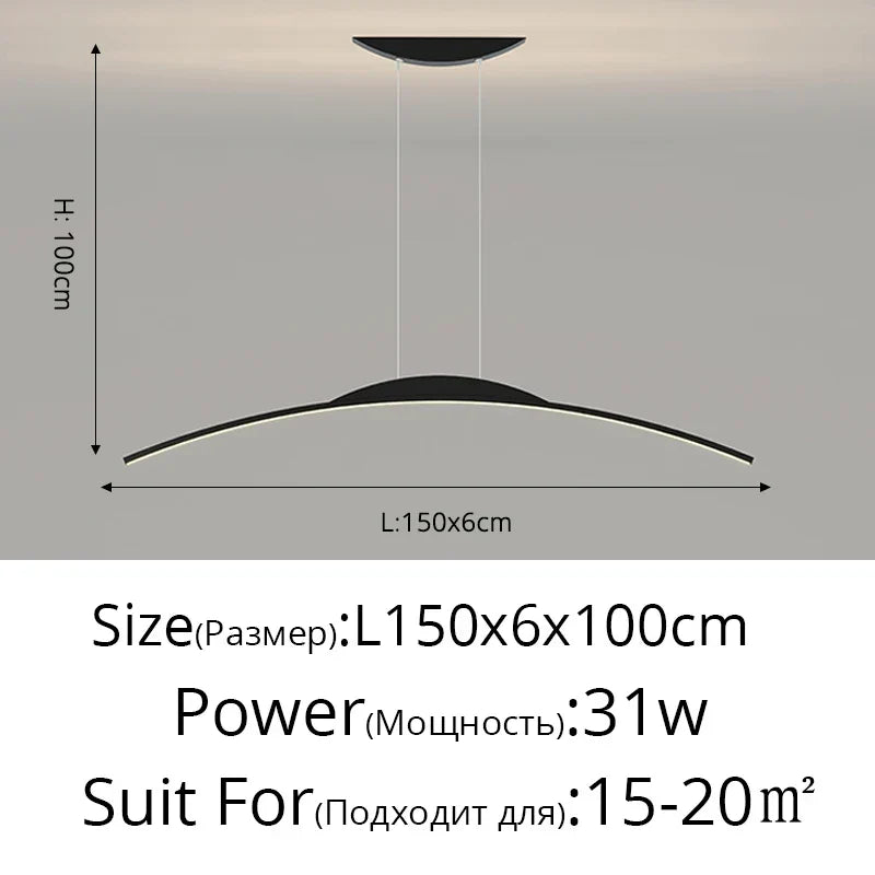 Minimalist LED Pendant Light Gold 150cm Dimmable