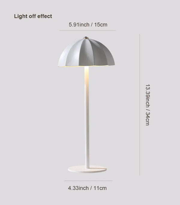 LED Metal Table Lamp Rechargeable Touch Dimmable Desk Lamp Umbrella Shade