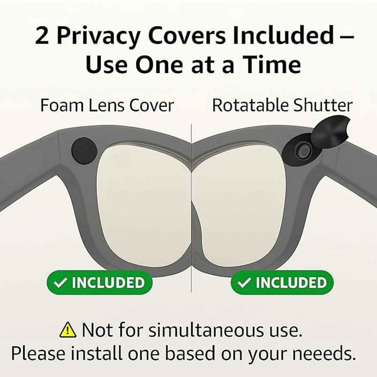 Smart Glasses LED Light Blocking Stickers Fit for Meta Sliding Reusable Adhesive Eyeglass Camera Cover Black