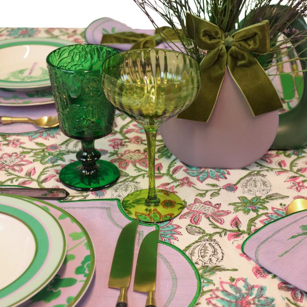 Sage Ribbed Coupe Glasses – Set of 4