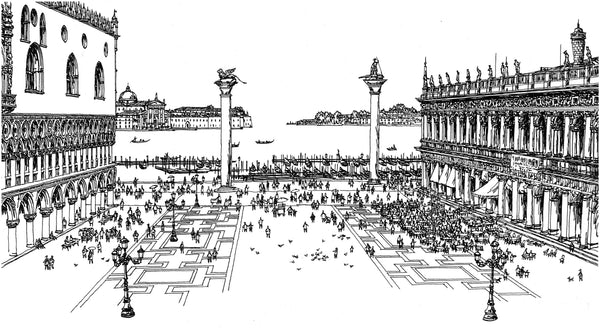 Saint Marco Square with Artist Hand Remarque and Chinese Chop Mark (UNFRAMED) by Alexander Chen - Artman - Gifts for You 'n Me