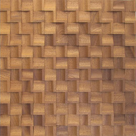 Sapele Infinity Mesh-mounted Wood Mosaic Wall Tile - Livfloors Collection