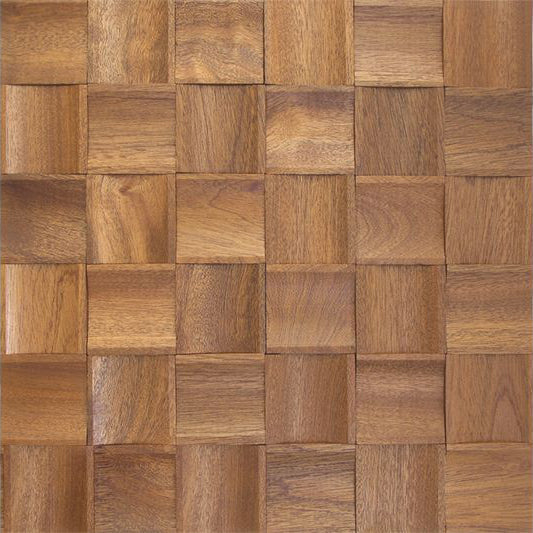 Sapele Prolate Mesh-mounted Wood Mosaic Wall Tile - Livfloors Collection