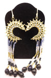 Sapphire Crescent Moon Drop Earrings
