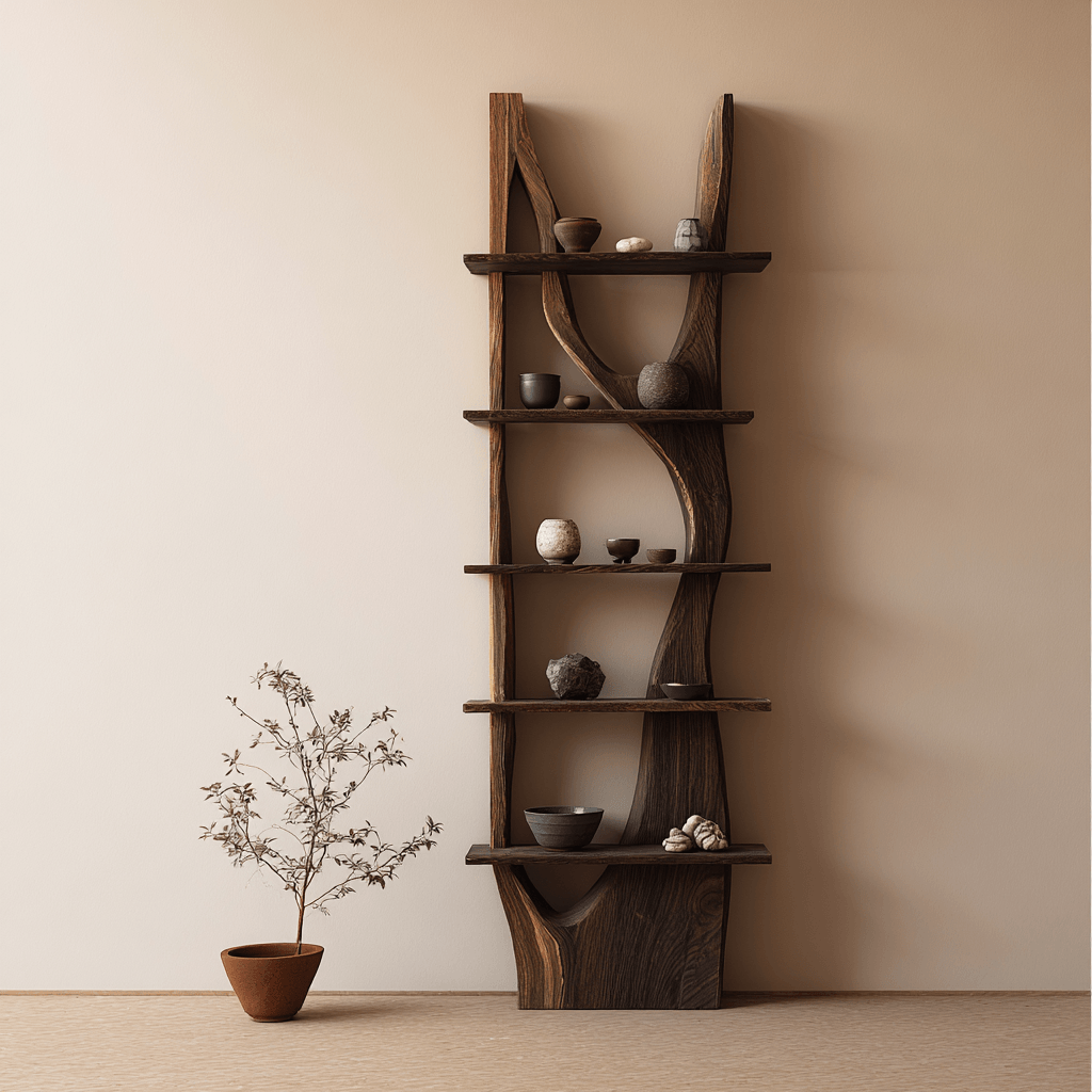 Satori Handcrafted Solid Wood Tea Display Shelf