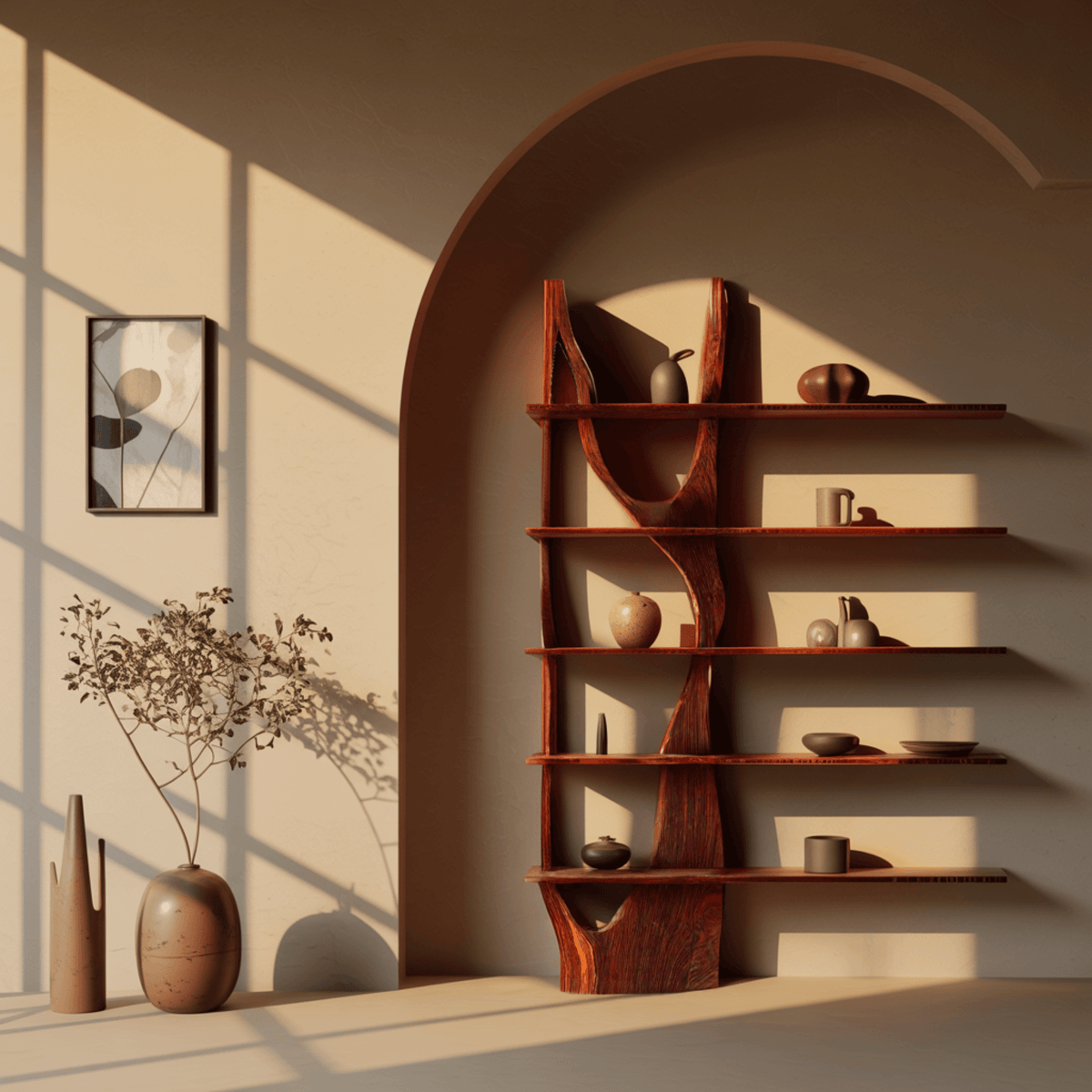 Satori Handcrafted Solid Wood Tea Display Shelf