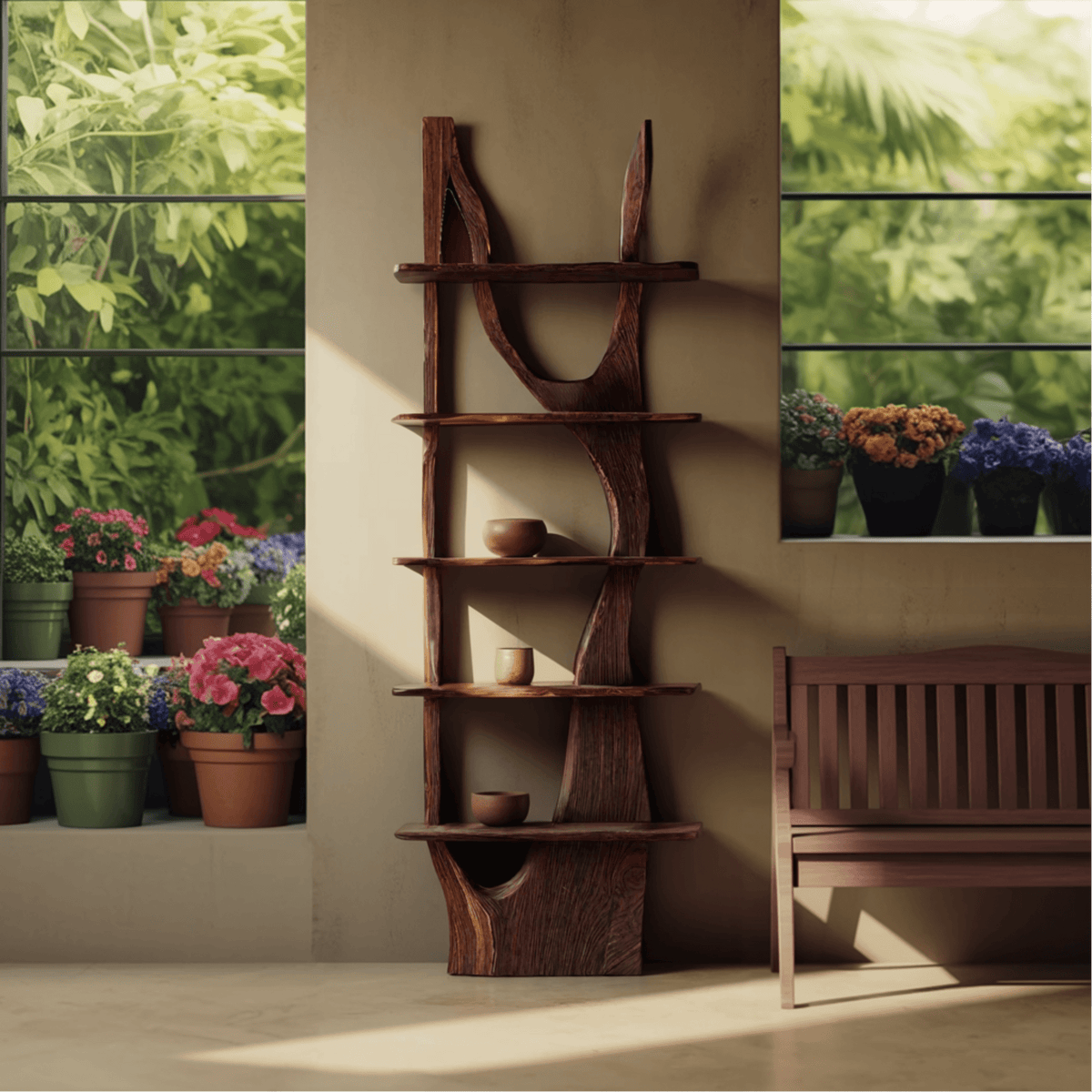 Satori Handcrafted Solid Wood Tea Display Shelf