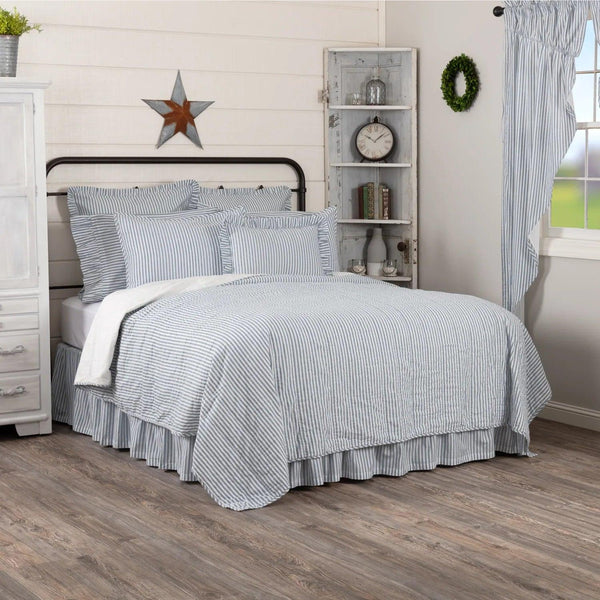 Sawyer Mill Blue Ticking Stripe Quilt Coverlet - Gifts for You 'n Me