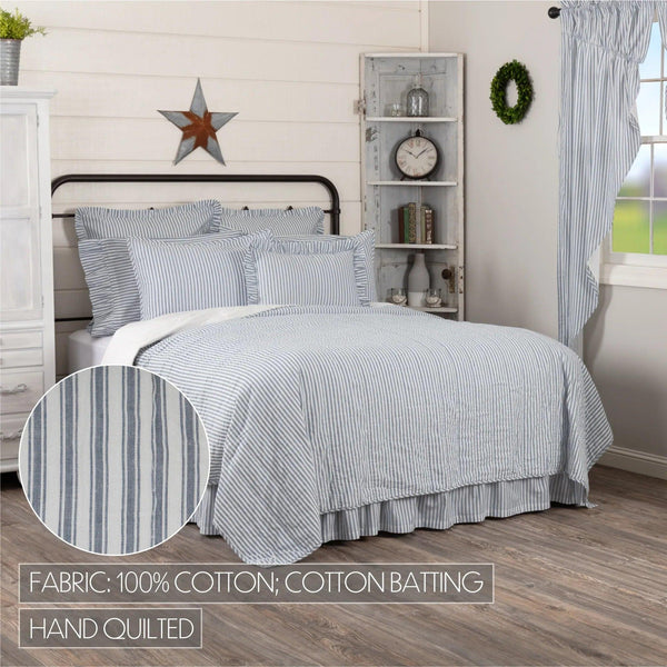 Sawyer Mill Blue Ticking Stripe Quilt Coverlet - Gifts for You 'n Me