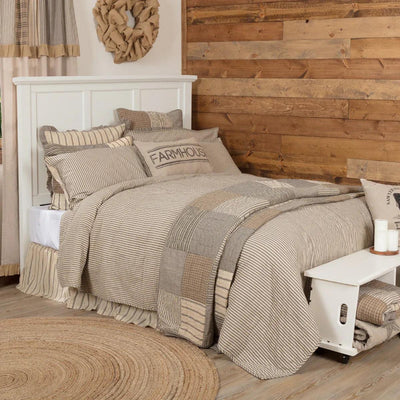 Sawyer Mill Charcoal Ticking Stripe Quilt Coverlet