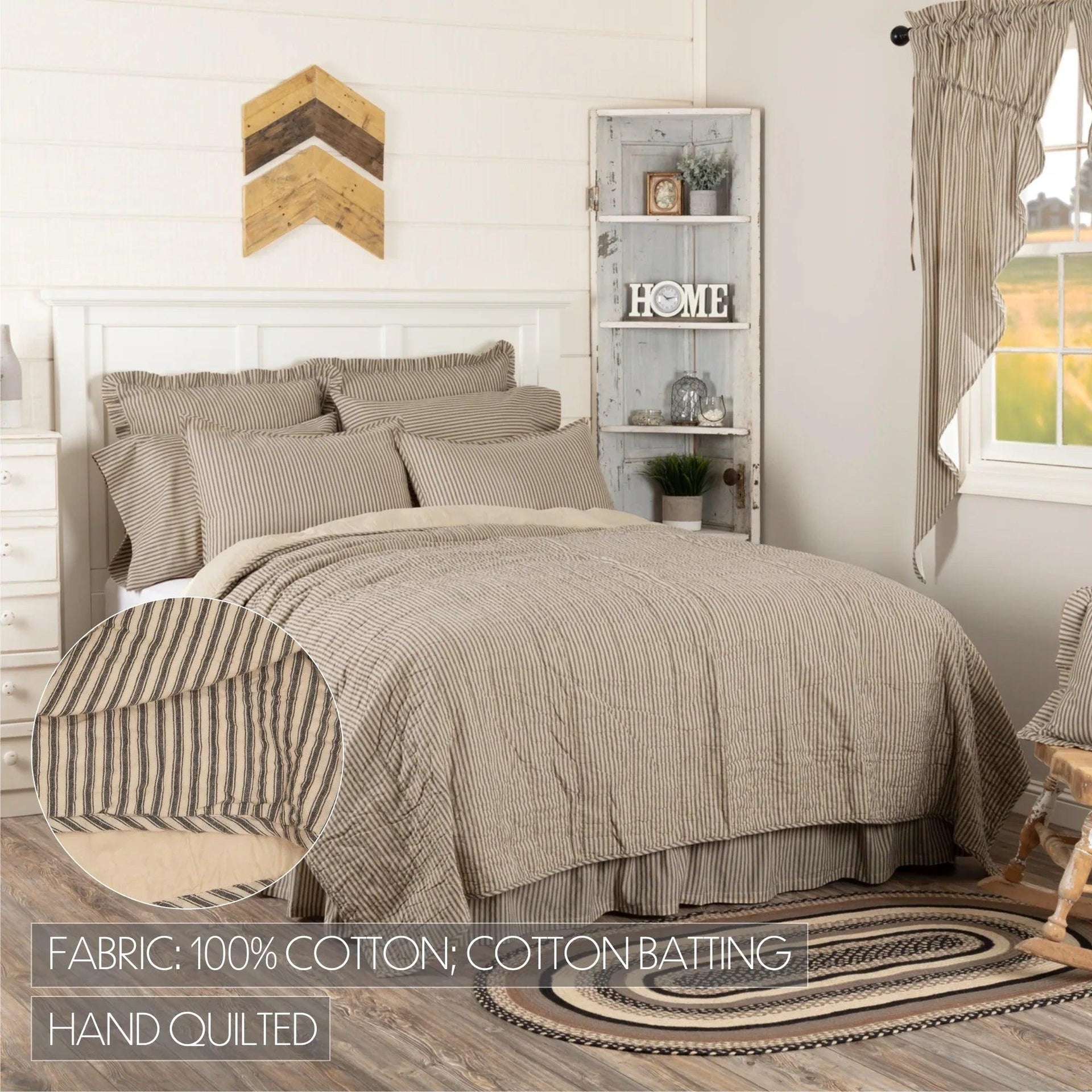 Sawyer Mill Charcoal Ticking Stripe Quilt Coverlet - Gifts for You 'n Me
