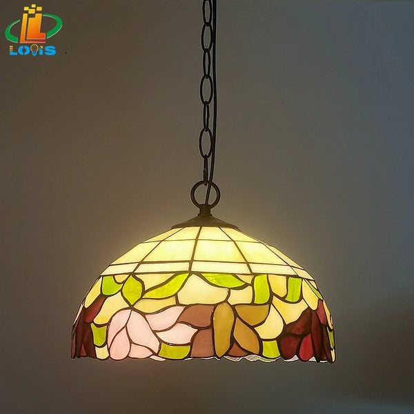 12-inch American-style Embankment Flower Chandelier Tiffany Style Milk Tea Shop Coffee Restaurant Glass Lighting E27 230V 220V