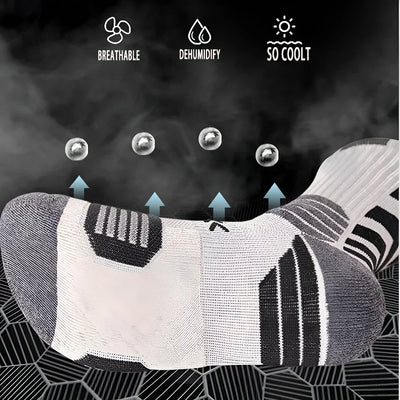 3Pairs Athletic Sport Running Socks Breathable Mesh Thick Compression Sweat Absorb Professional Basketball & Cycling Socks