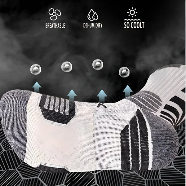 3Pairs Athletic Sport Running Socks Breathable Mesh Thick Compression Sweat Absorb Professional Basketball & Cycling Socks