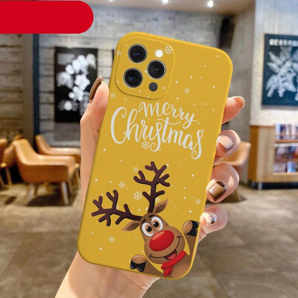 Christmas Pattern Design Red Silicone Phone Cover Anti-Scratch Soft Slim Bumper Shockproof Protective Case Shockproof Phone Case For iPhone 13 14 Pro Max Merry Christmas Candy Silicone Bumper Cover