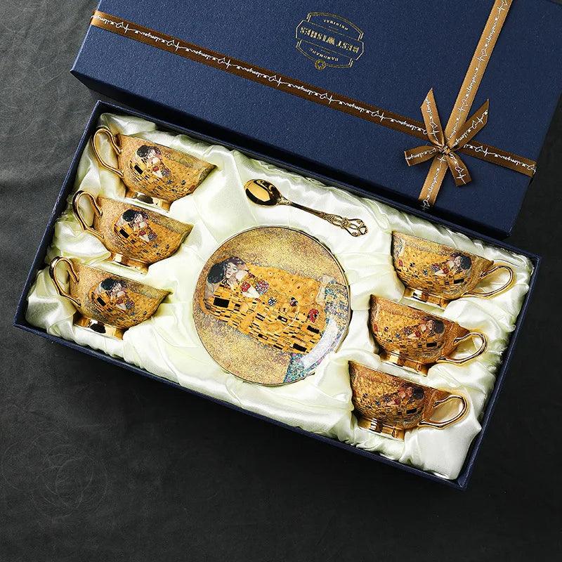 European coffee cup saucer bone china high value gift box set gift ceramic cup tea set afternoon teacup gift