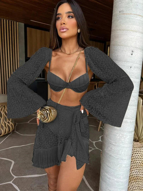 Sexy Tassel three piece swimsuit - Sexikinis Swim