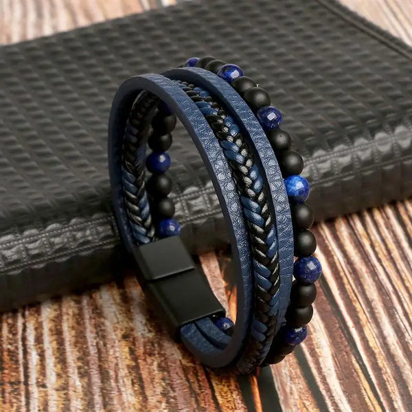 Classic Men's Leather Bracelet Hand-Woven
