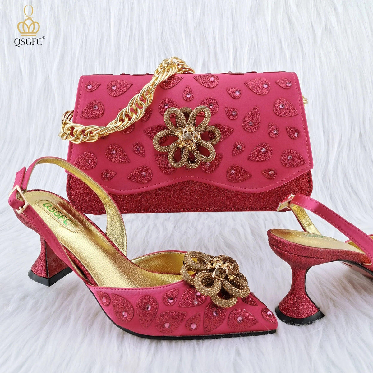 Classic Matching High Heels And Bag Set