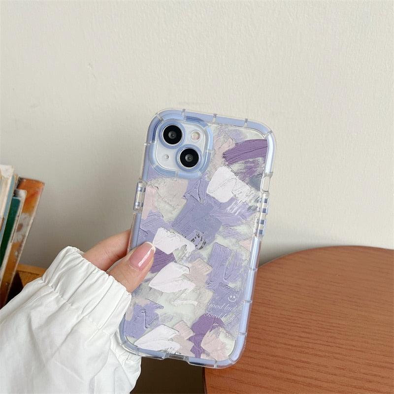 Luminous Art Abstract Phone Case For iPhone 13 12 11 Pro Max Transparent Silicone Shockproof Bumper Cover  Floral Girly Transparent Phone Case Glow In Dark iphone case