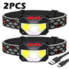 Headlamp Flashlight, 1200 Lumen Ultra-Light Bright LED Rechargeable Headlight with White Red Light,2Pack Waterproof Motion - 2pcs