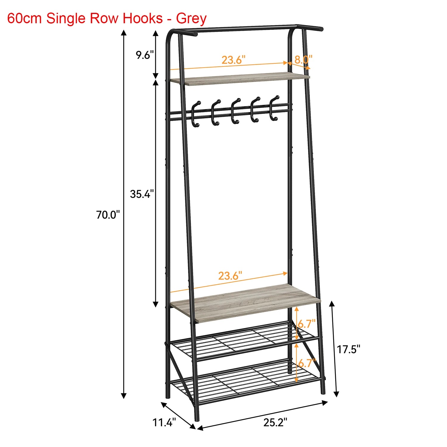 Coat Rack Shoe Bench, 4-in-1 Hall Trees Entryway Bench with Coat Rack and Shoe Rack, Steel Frame Storage Shelf and Hanging Bar