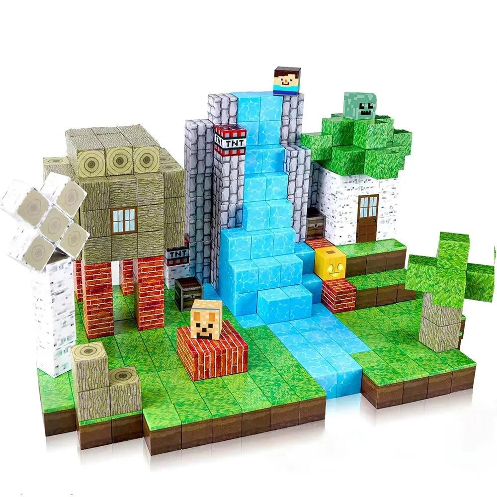 Magnetic Blocks - Build Mine Magnet World Edition Magnetic Cubes Construction Toys for Boys Girls STEM Montessori Sensory Toys