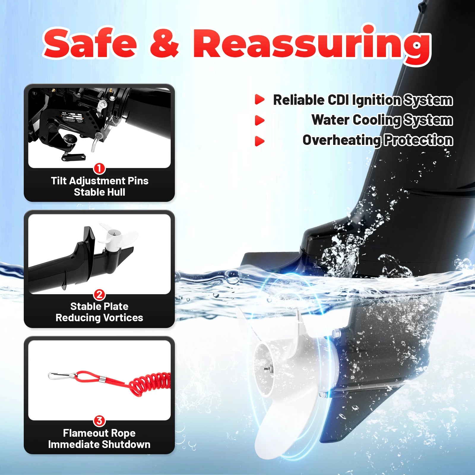 HANGKAI 6HP 2Stroke Outboard Motor Fishing Boat Engine Water Cooling CDI System