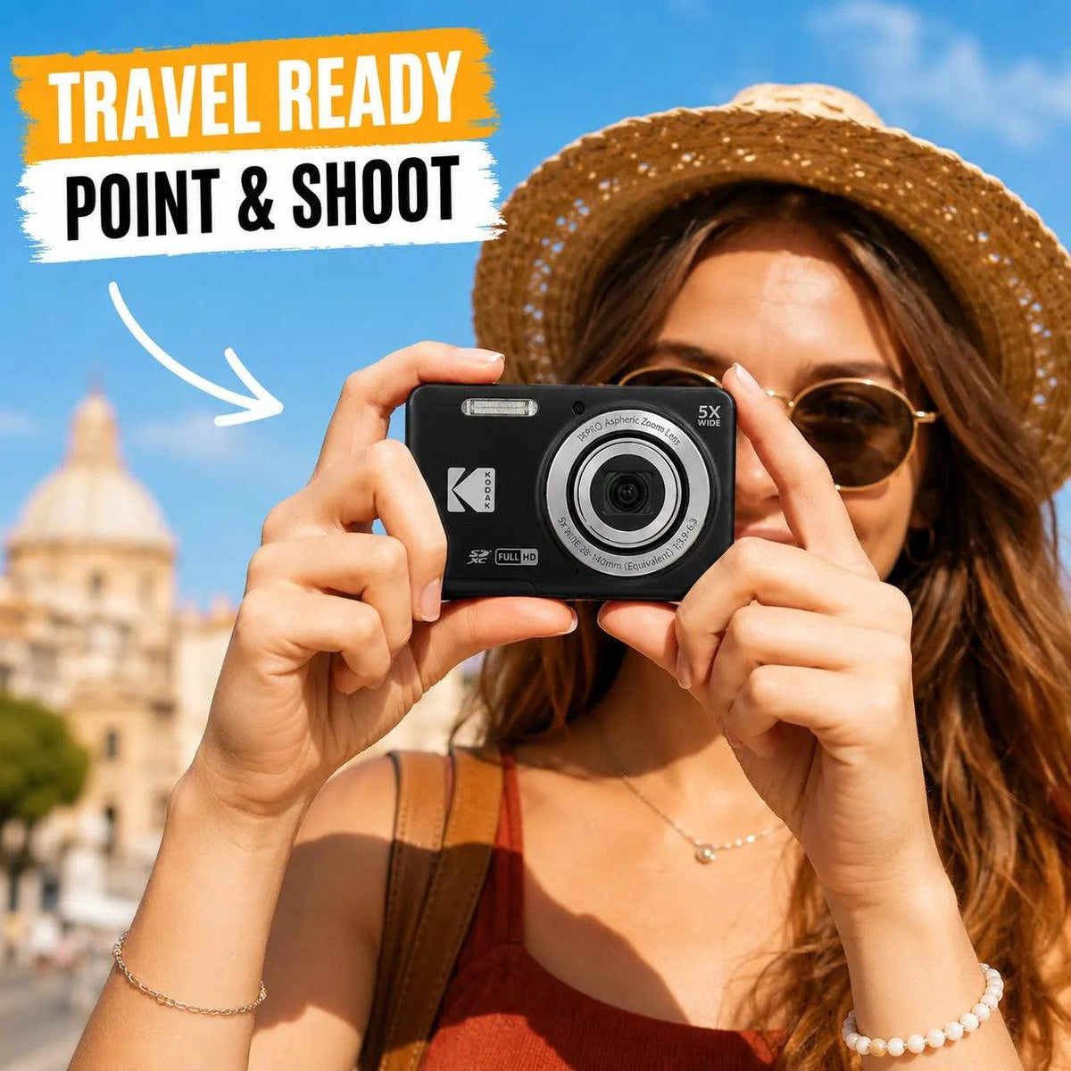 KODAK PIXPRO FZ55-RD 16MP Digital Camera 5X Optical Zoom 28mm Wide Angle 1080P Full HD Video 2.7