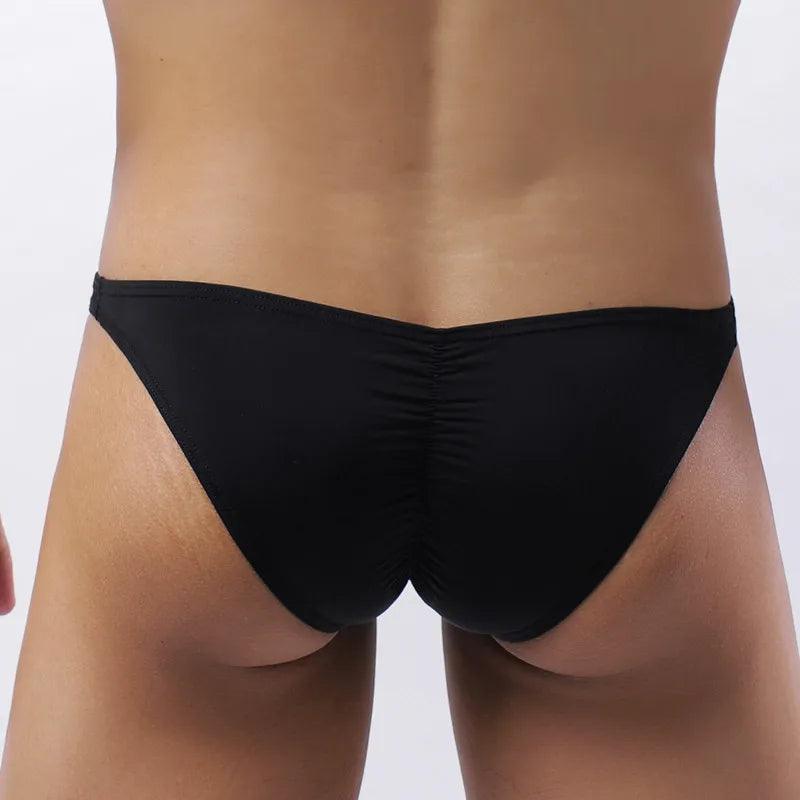 Black Wrinkle Large Size Briefs High Elastic Ice Silk Man Underwear