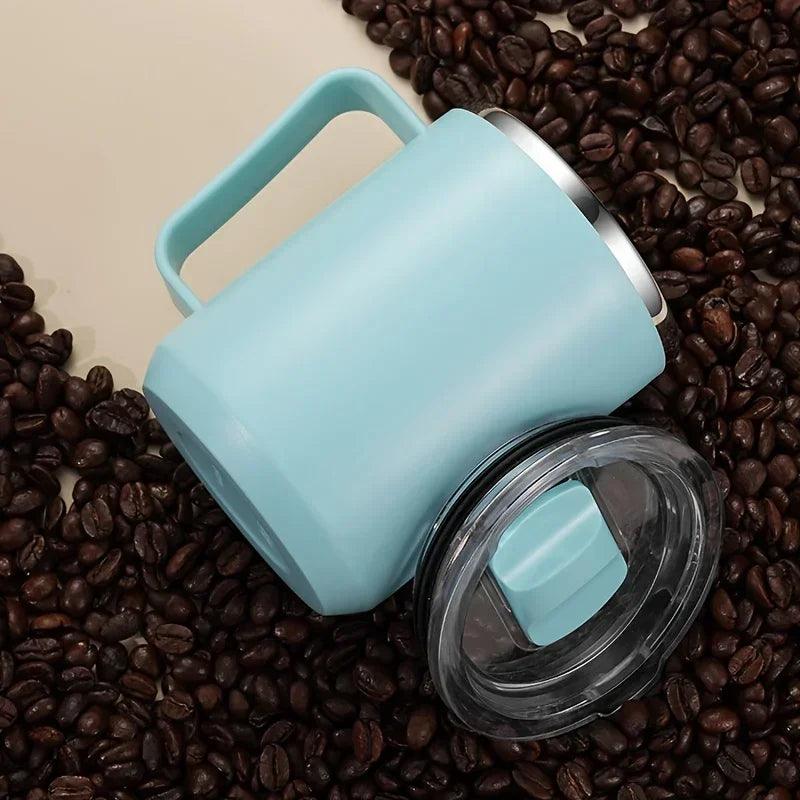 Stainless Steel Insulated Coffee Mug – 450 ml (Double-Wall Vacuum, Handle & Lid)