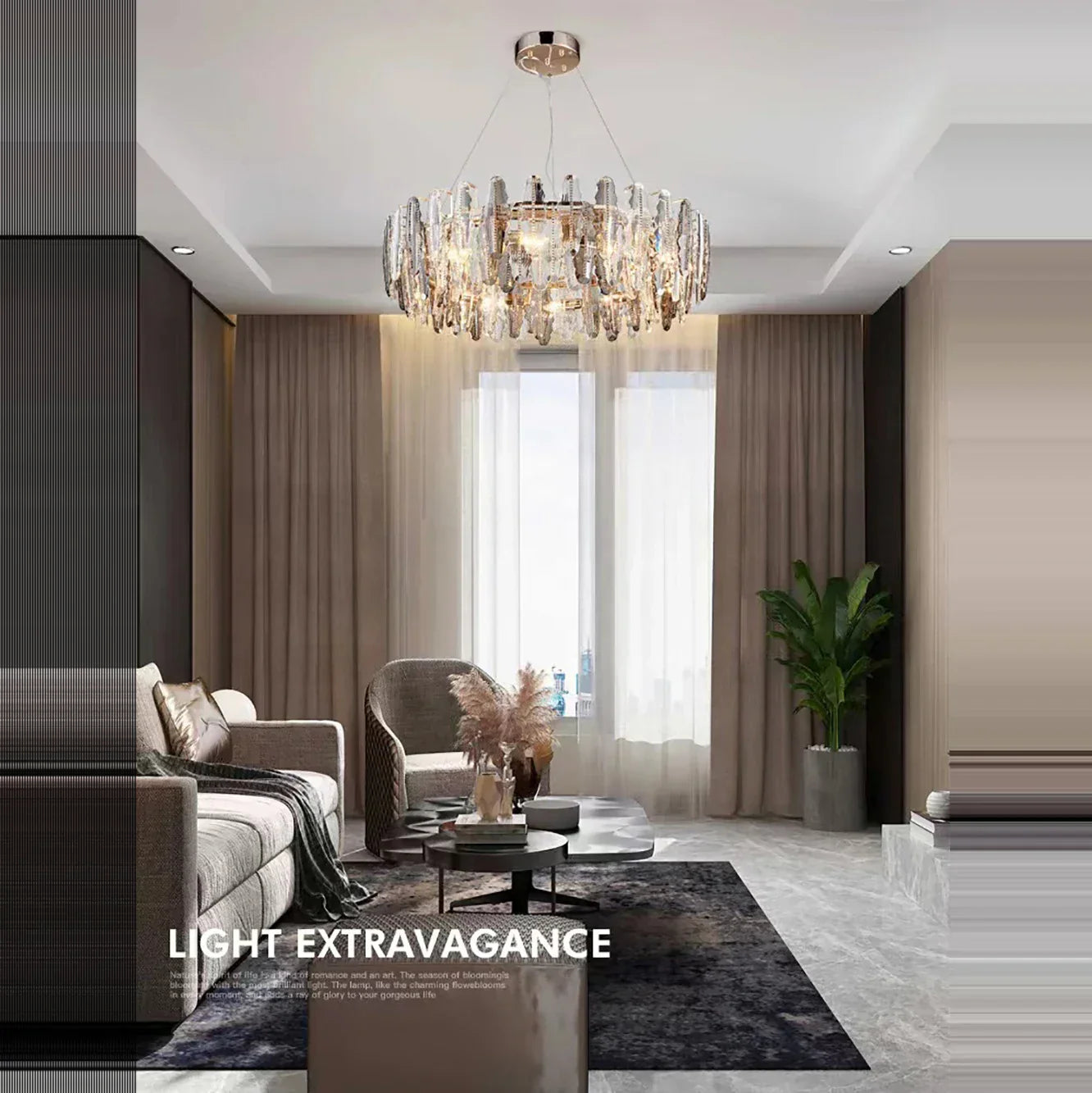 Crystal Leaf Chandelier 150cm Duplex Design