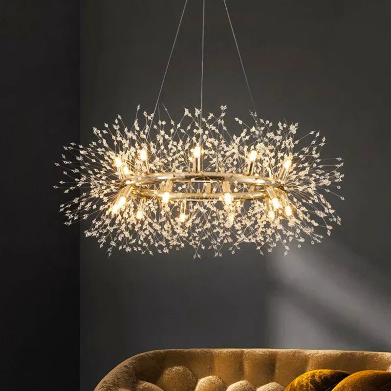 Gold Sculptural LED Chandelier 20-Head Artistic