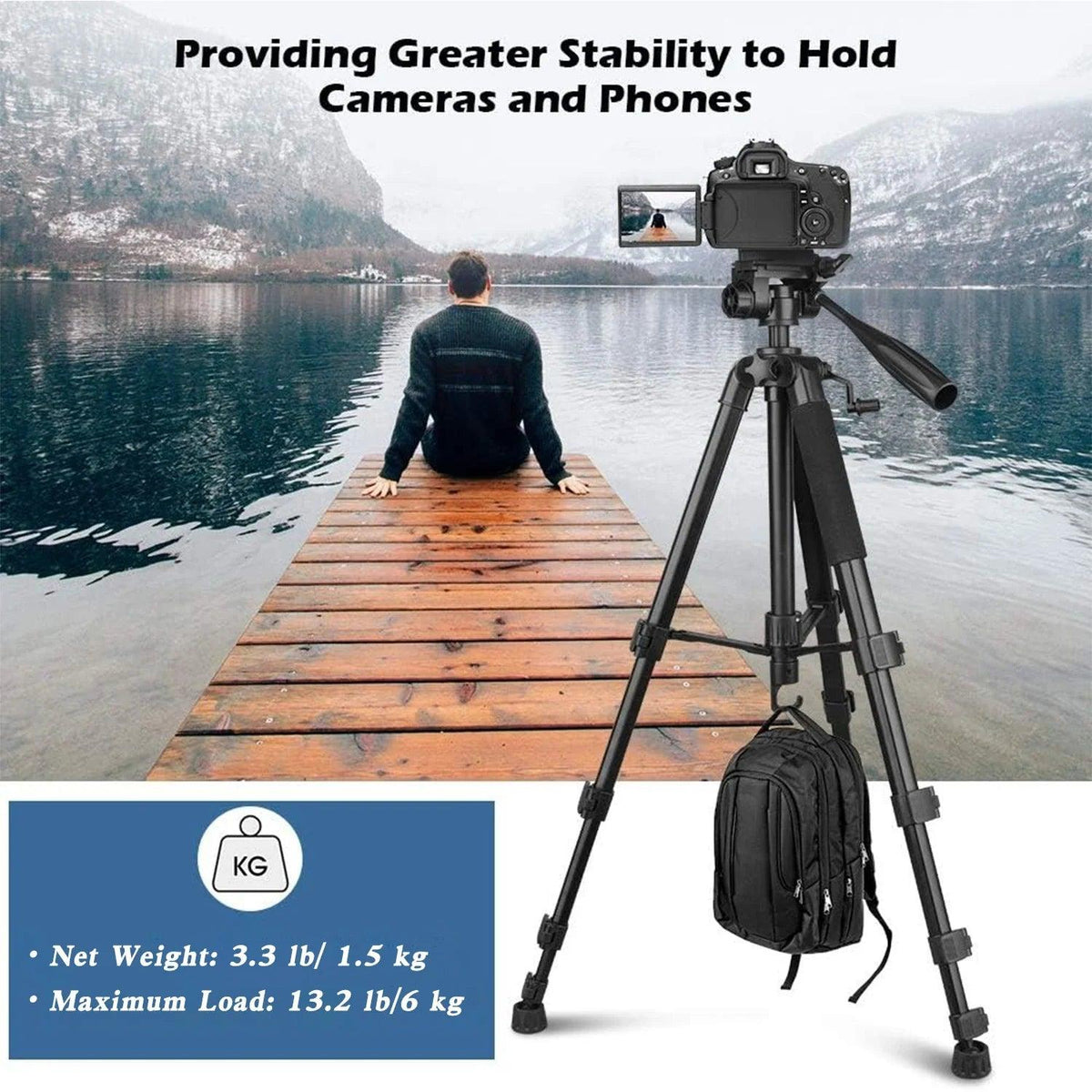 79” Camera Tripod, Tripod for Camera and Phone, Aluminum Professional Tripod Stand with Carry Bag and Phone Holder